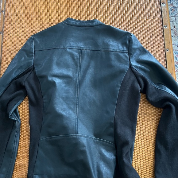 Ana New Approach Black Pleather Fitted Biker Jacket, size Small - Picture 2 of 8